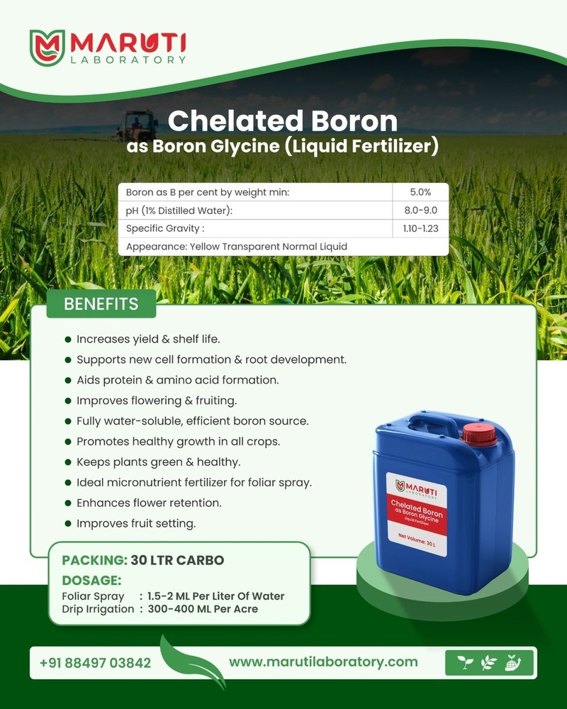 Chelated Boron as Boron Glycine (Liquid Fertilizer)