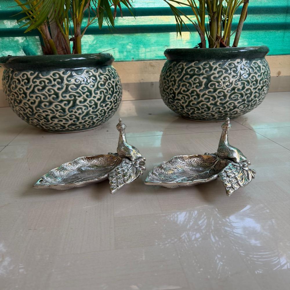 Antique paan shape peacock tray