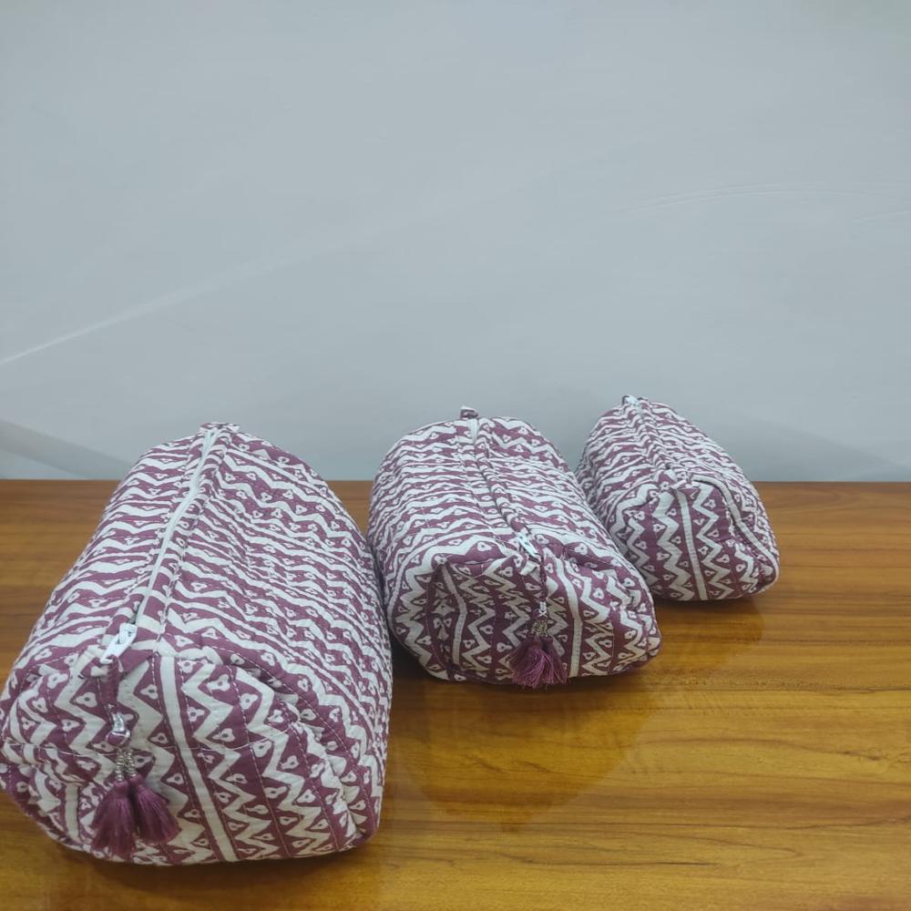 Hand Block Printed Cotton Toiletry Bag