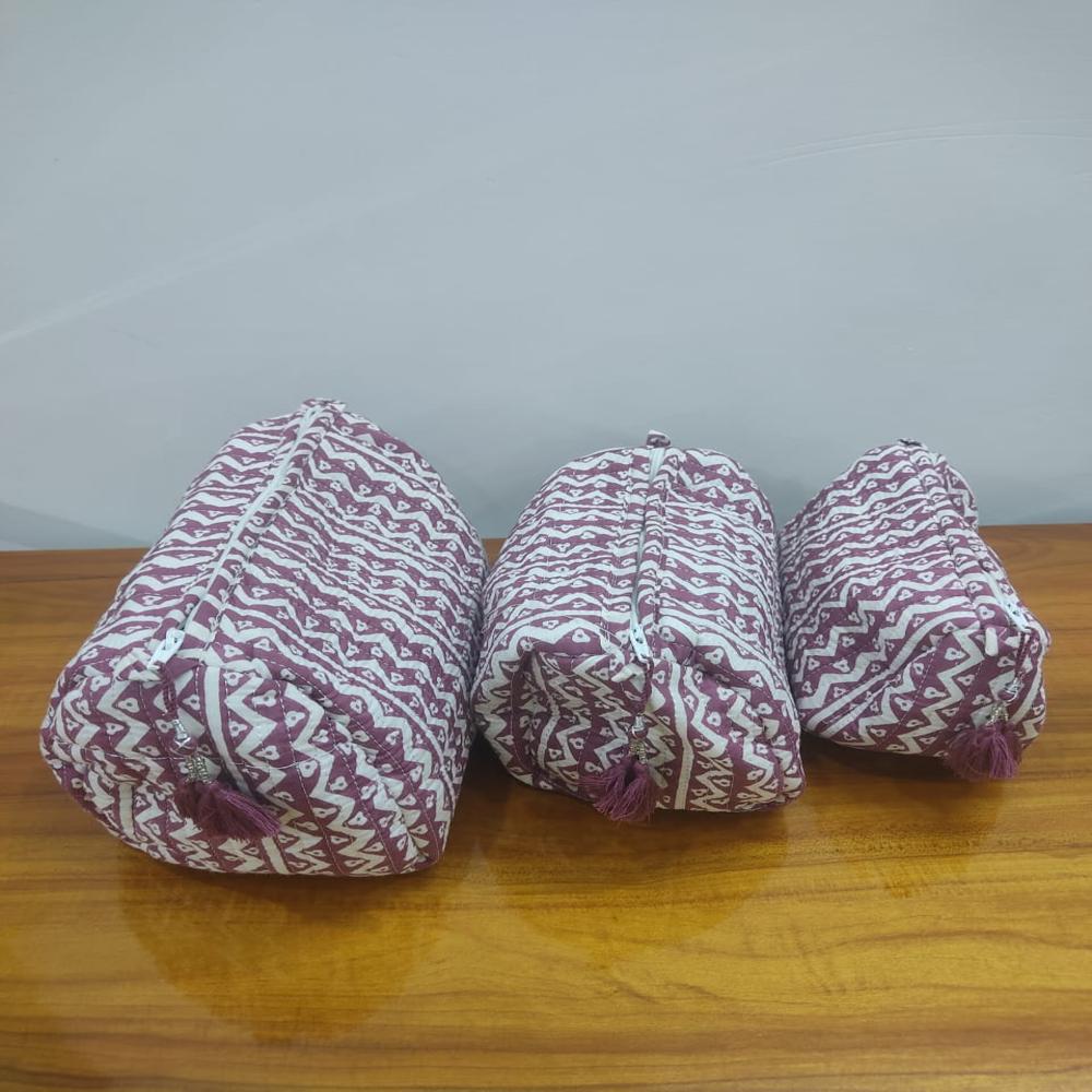 Hand Block Printed Cotton Toiletry Bag