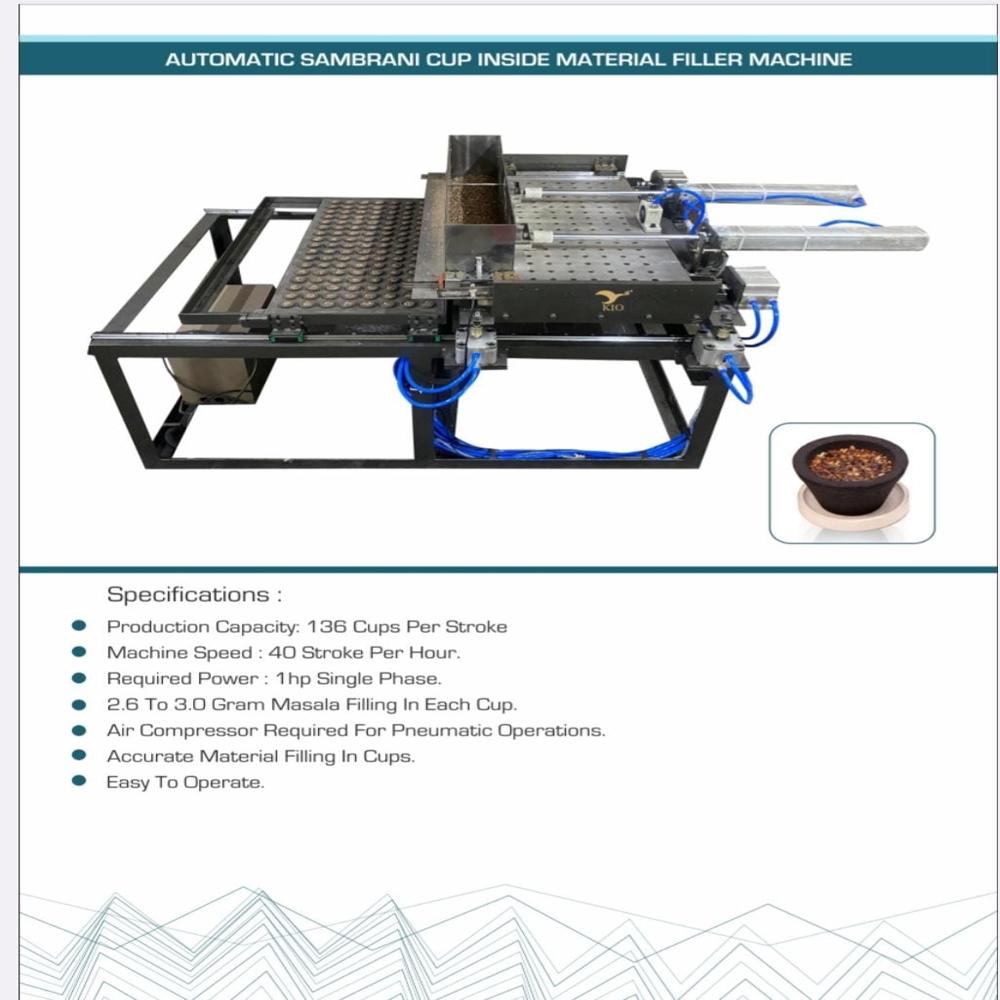 Kio Automatic Sambrani Cup Inside Material Filler Machine 
