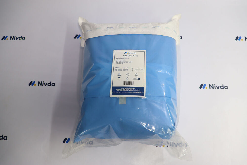 Surgeon's Universal Drape Kit - Sms Material, Fluid Control Features | Eto Sterile, Blue Fabric, Designed For General Procedures In Hospitals & Clinics