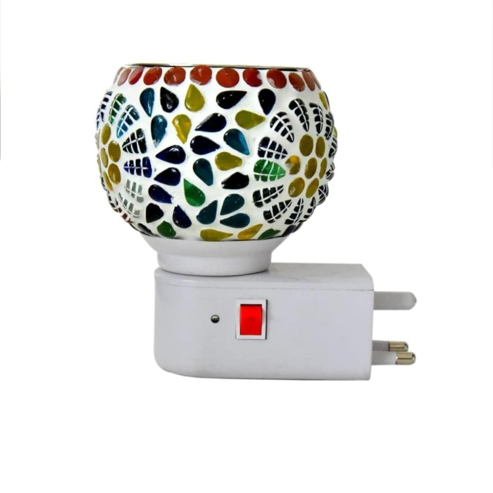 Premium Electric Kapoor Dani / Kapoordani & Aroma Diffuser Electric | Ceramic/glass Camphor Burner, Night Lamp Diffuser For Home, Pooja & Relaxation - Color: Multicolor