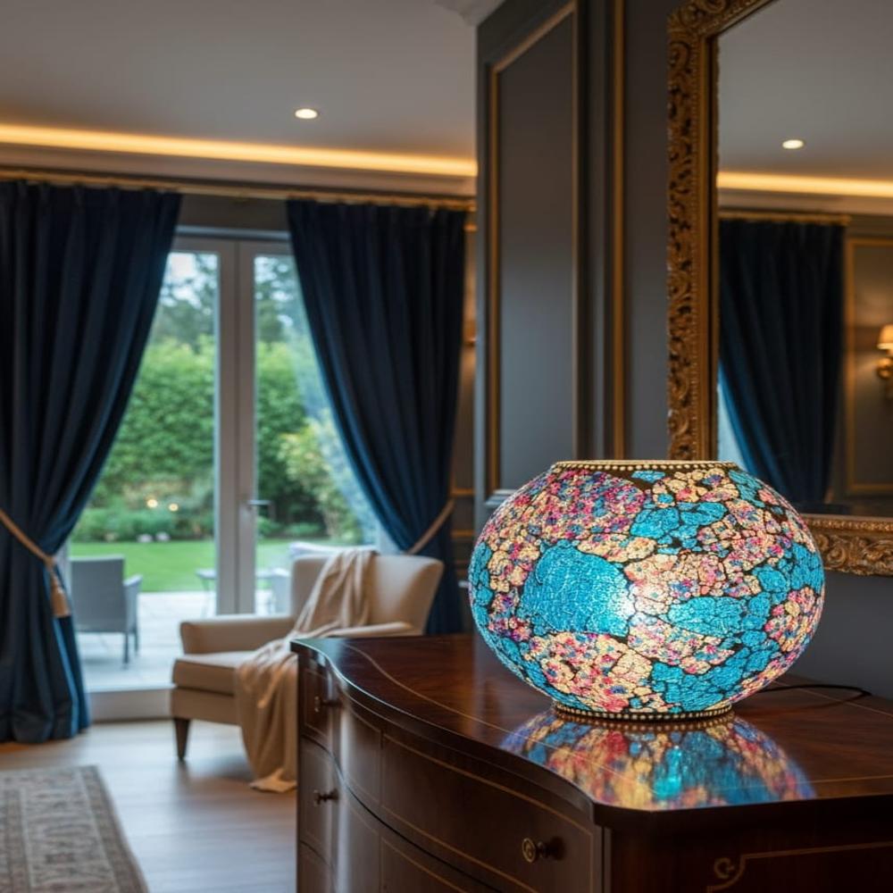 Tuffen Glass Purse Lamp | Purse Shape Tuffen Glass Table Lamp | Glass Table Lamp