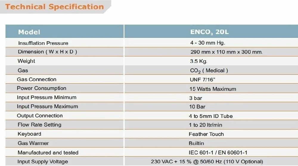 Enertech Co2 Insufflator 30 L, ENGO2 30 L