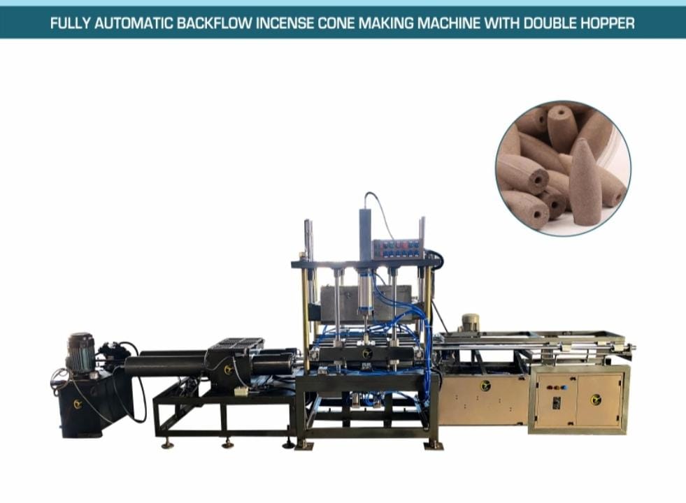 FULLY AUTOMATIC BACKFLOW INCENSE CONE MAKING MACHINE WITH DOUBLE HOPPEER