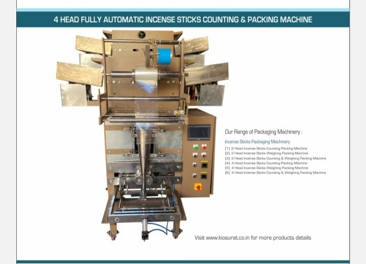 KIO 4 HEAD FULLY AUTOMATIC INCENSE STICK COUNTING & PACKING MACHINE
