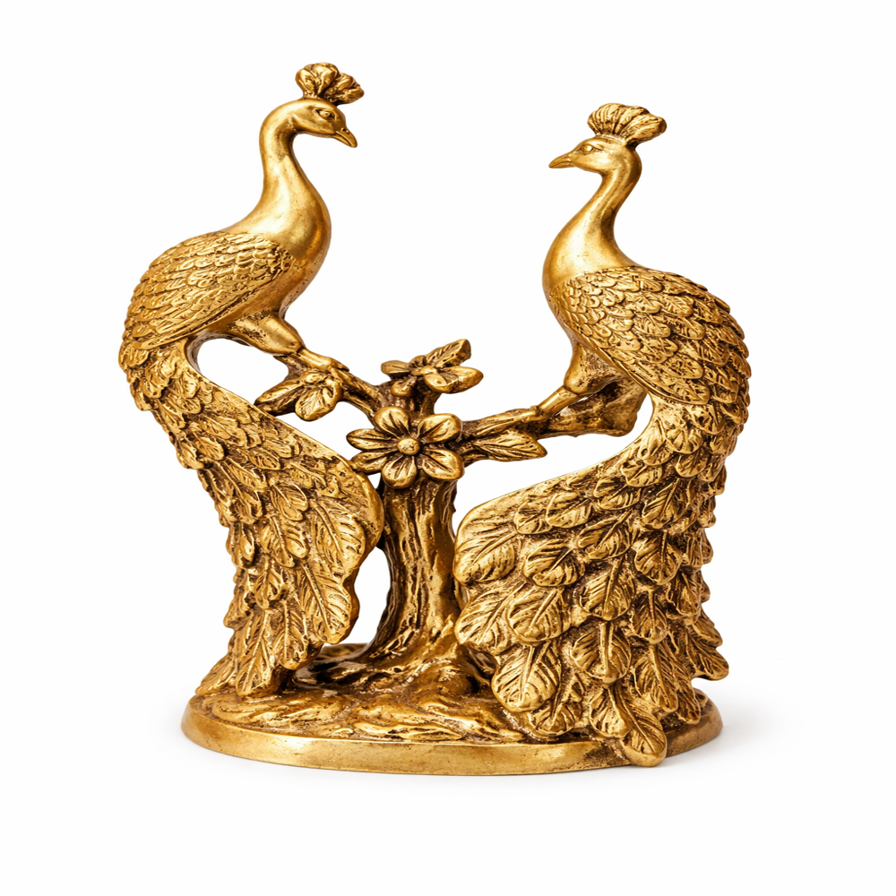 Brass two peacock on tree