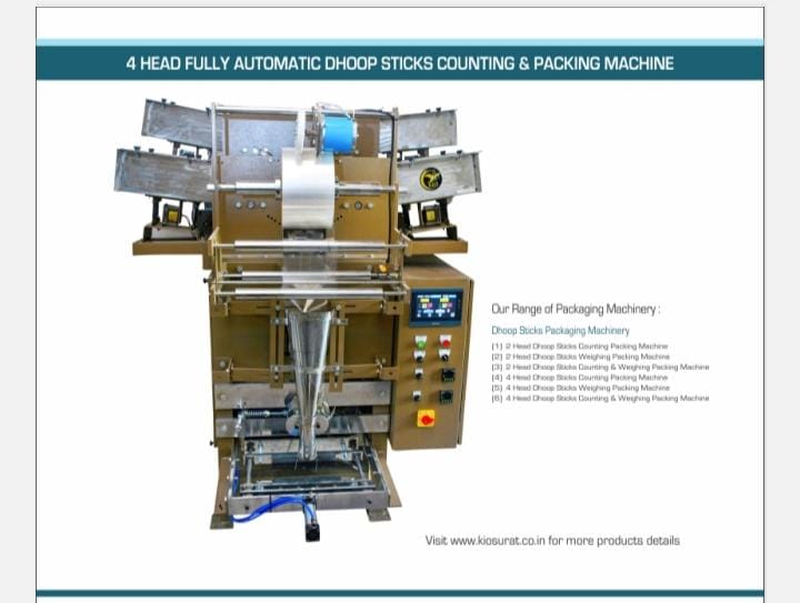 KIO 4 HEAD FULLY AUTMATIC DHOOP STICK COUNTING & PACKING MACHINE