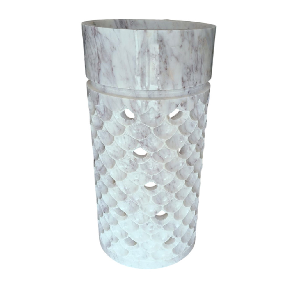 Banswara White Marble Pedestal Wash Basin