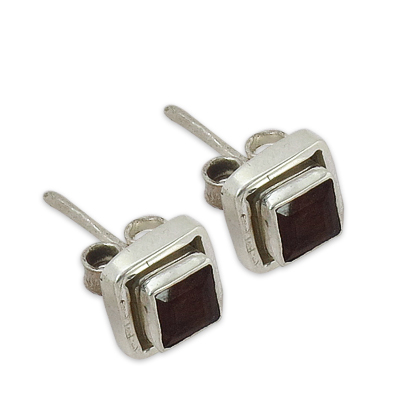 Garnet Silver Earrings