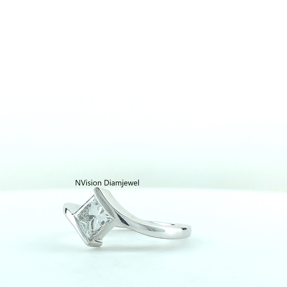 Royal Sparkle Princess Cut Natural Solitaire Ring