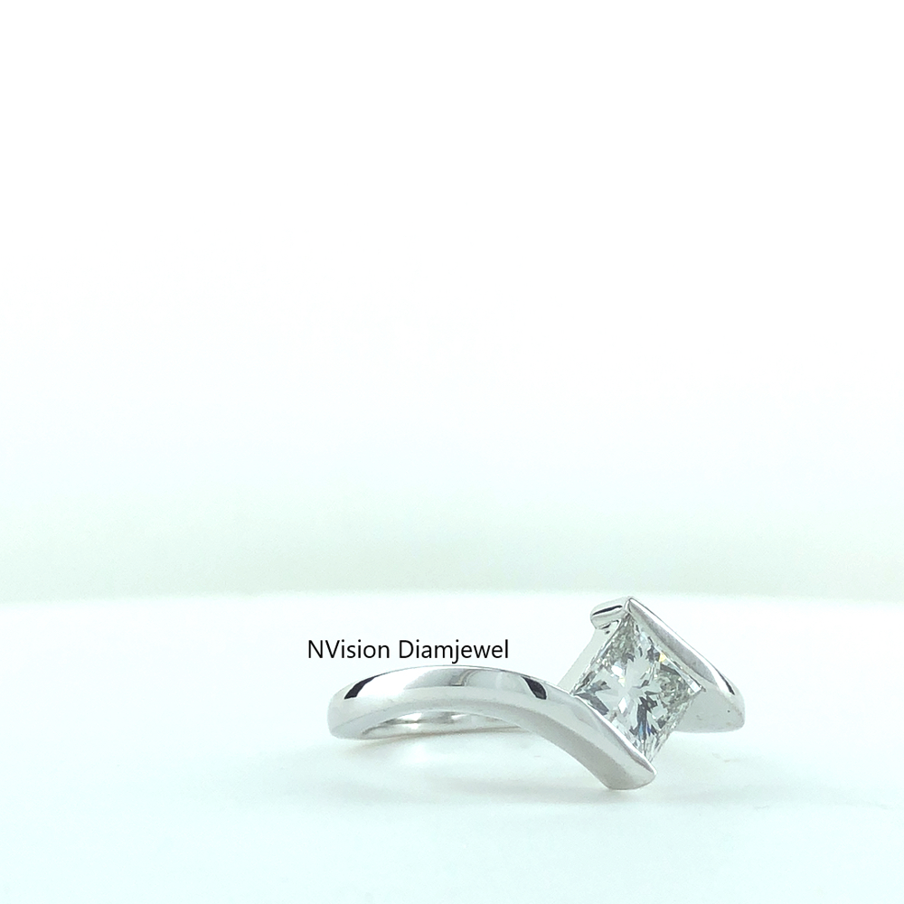 Royal Sparkle Princess Cut Natural Solitaire Ring