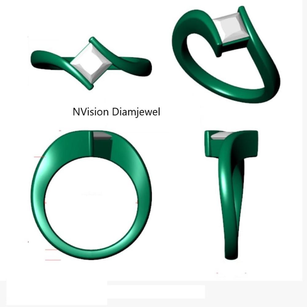 Royal Sparkle Princess Cut Natural Solitaire Ring