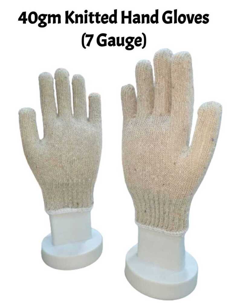White Knitted Gloves - Winter Wear, Different Sizes Available , Plain White Style, Usage For Safety With Warranty