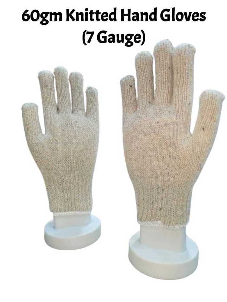 Cotton Knitted Gloves - Different Sizes Available, White Winter Warmth With Warranty