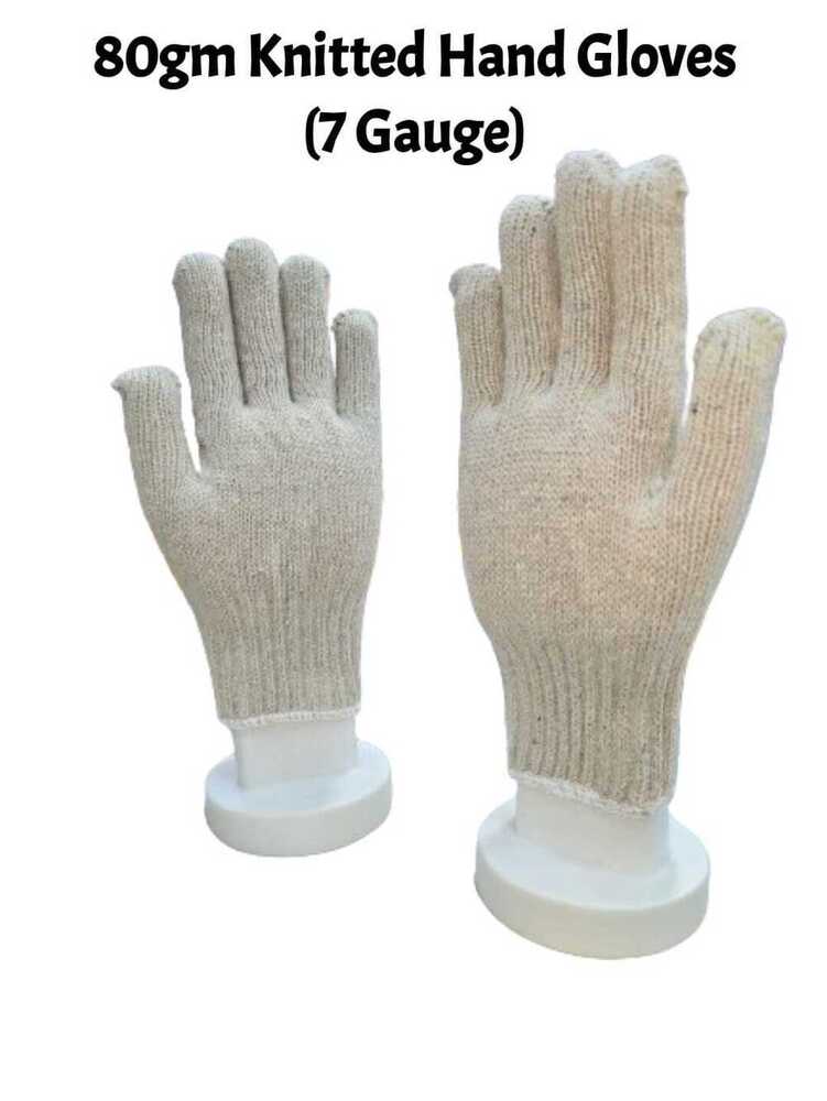 Cotton Knitted Gloves - Different Sizes Available, White Winter Warmth With Warranty