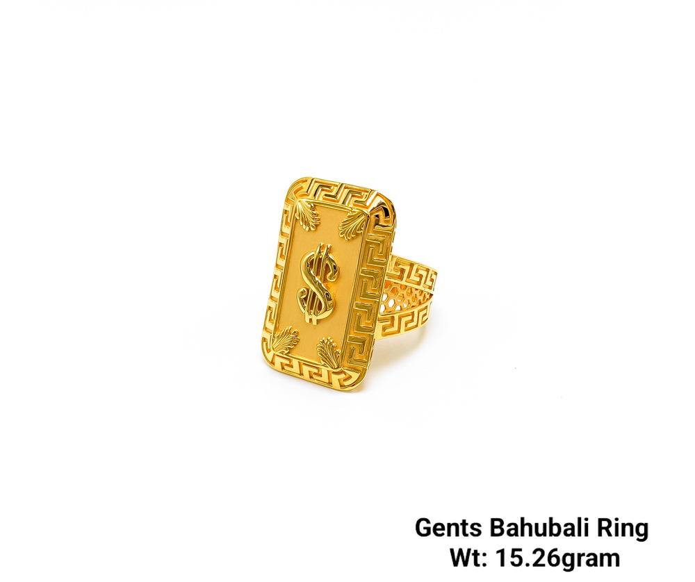 22KT New Design Gold Bahubali Ring Plain