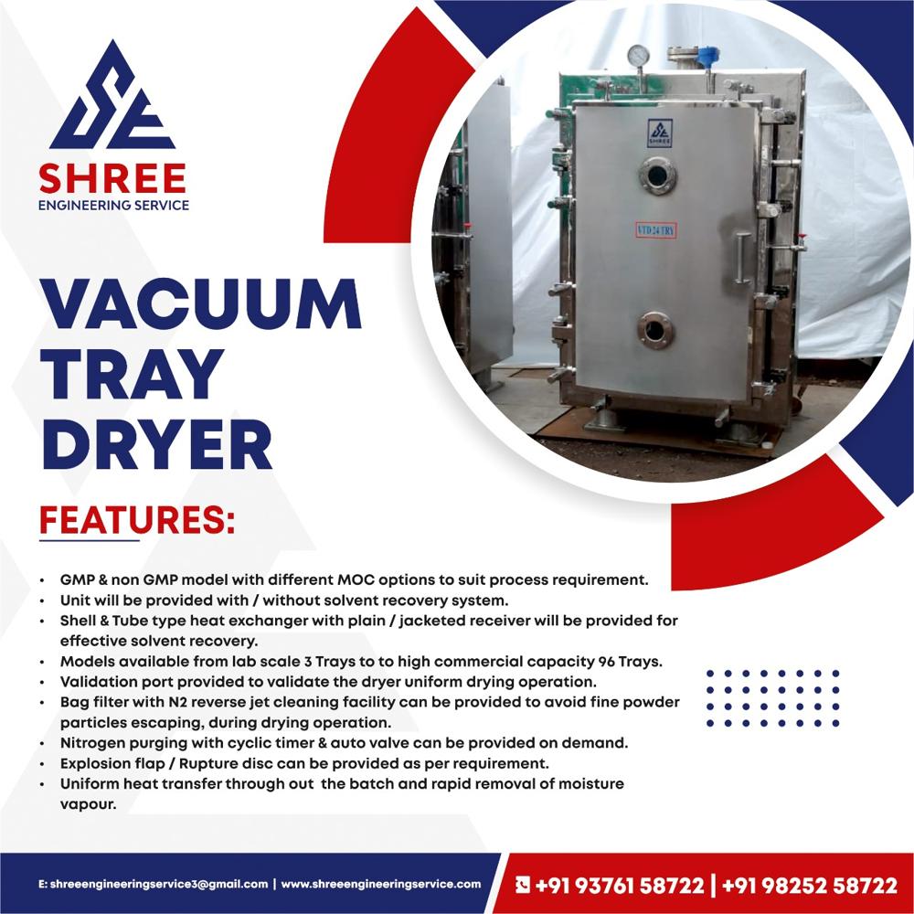 Vacuum Tray Dryer - Capacity: 150 Kg