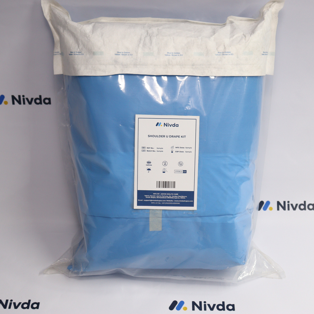 Shoulder U Drape Kit - Sms Material, Fluid Control Resistance | High Quality Fabric In Blue, Eto Sterile For Orthopedic Procedures