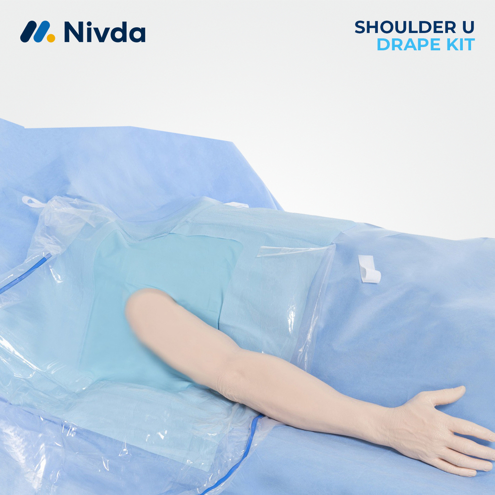 Shoulder U Drape Kit - Sms Material, Fluid Control Resistance | High Quality Fabric In Blue, Eto Sterile For Orthopedic Procedures