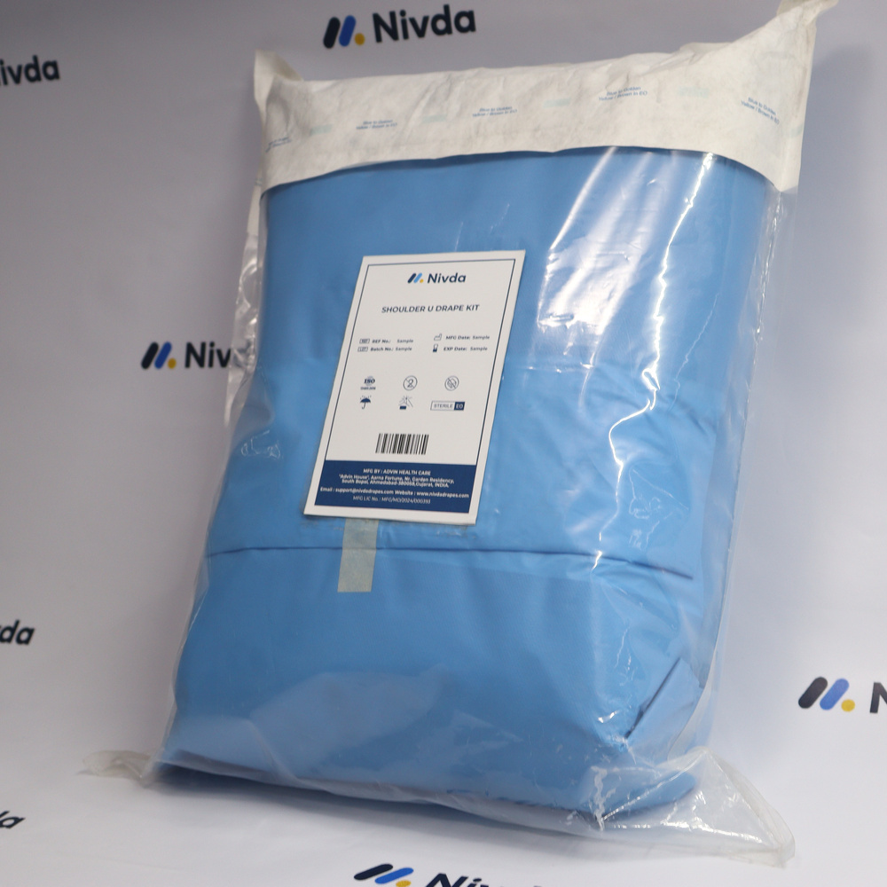 Shoulder U Drape Kit - Sms Material, Fluid Control Resistance | High Quality Fabric In Blue, Eto Sterile For Orthopedic Procedures