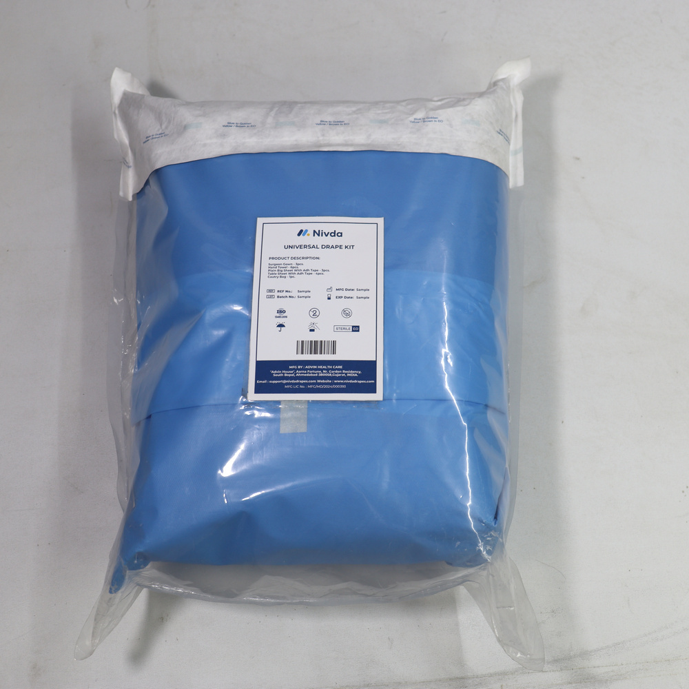 Surgeon's Universal Drape Kit - Sms Material, Fluid Control Features | Eto Sterile, Blue Fabric, Designed For General Procedures In Hospitals & Clinics