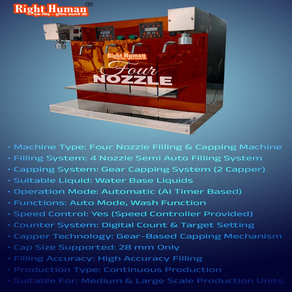 4 Nozzle With 2 Capping Machine - Filling Material: Ms
