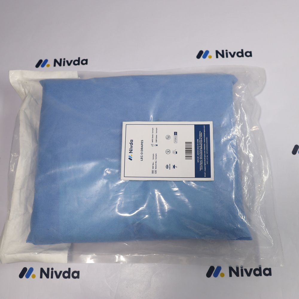 Disposable Leg O Drape - Sms Fabric Material, 80x150 Cm Size, Blue Color , Oval Aperture 6x8 With Elastic Cuff, Flame Resistant, Eto Sterile
