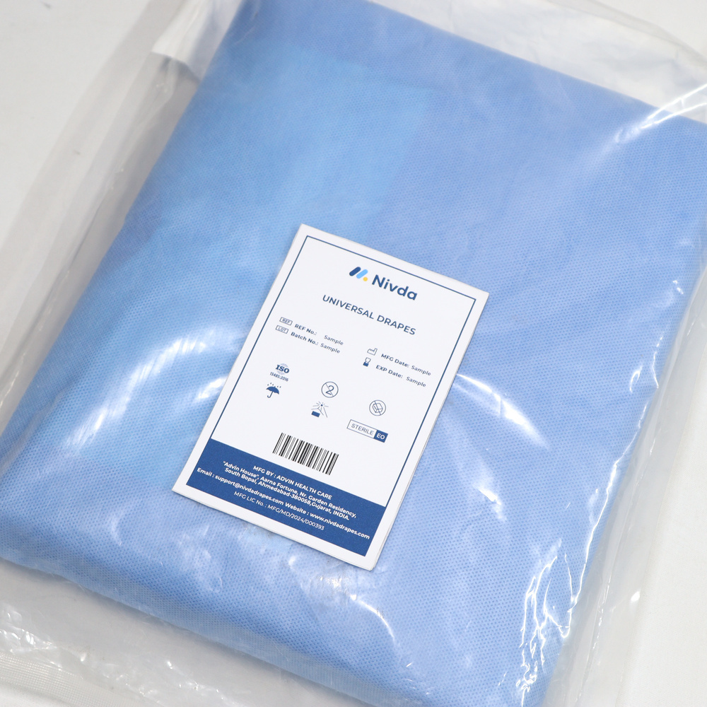 Universal Drape Nivda - Sms Fabric, Blue Color, Eto Sterile & Individually Packed | Fluid Control, Low-glare Incise Films, Flame Resistant