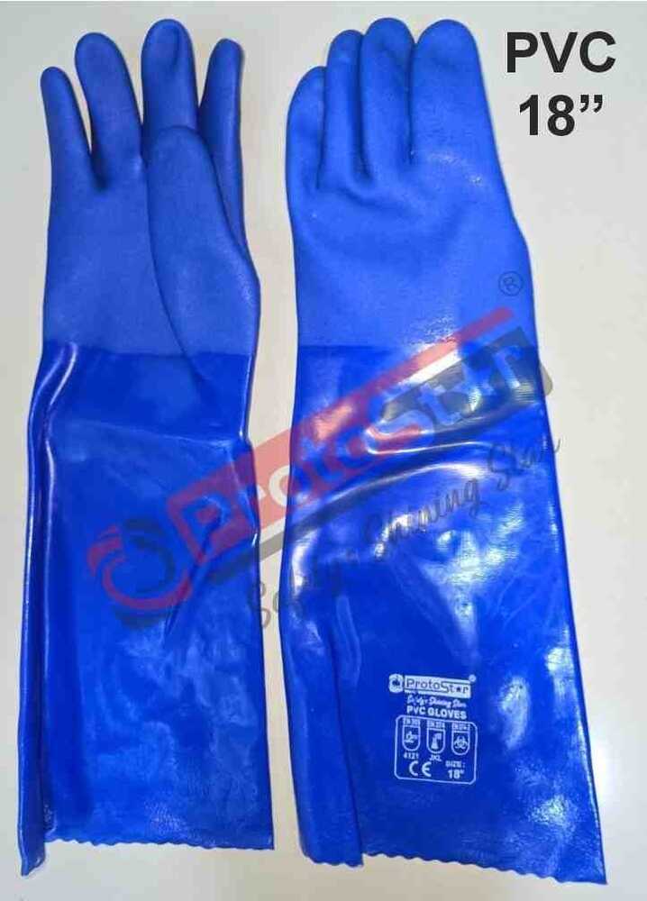 Pvc Supported Hand Gloves - Pvc Material, Full Finger Style, Cream Color, 1-5 Inch Cuff | Chemical Resistant With Firm Grip And Flexible Design