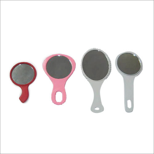 LADIES Mirror - Plastic, Round Shape | White and Red Color, Customizable Logo for Household Use