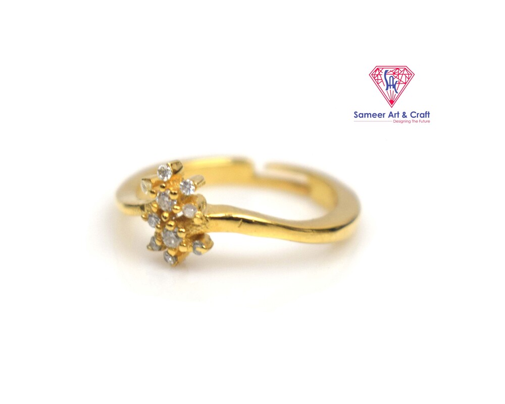 Cubic Zirconia 925 Sterling Silver With Gold Plated Adjustable Multi Design Fashionable Ring