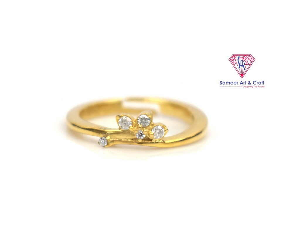 Cubic Zirconia 925 Sterling Silver With Gold Plated Adjustable Multi Design Fashionable Ring