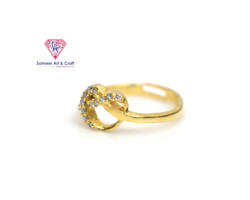 Cubic Zirconia 925 Sterling Silver With Gold Plated Adjustable Multi Design Fashionable Ring