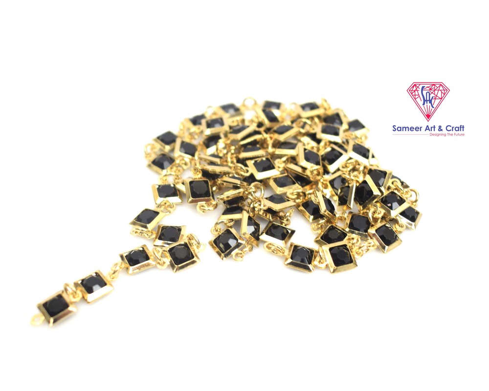 Brass With Gold Plated Fashion Bezel Chain Square Shape
