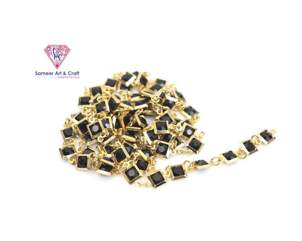 Brass With Gold Plated Fashion Bezel Chain Square Shape
