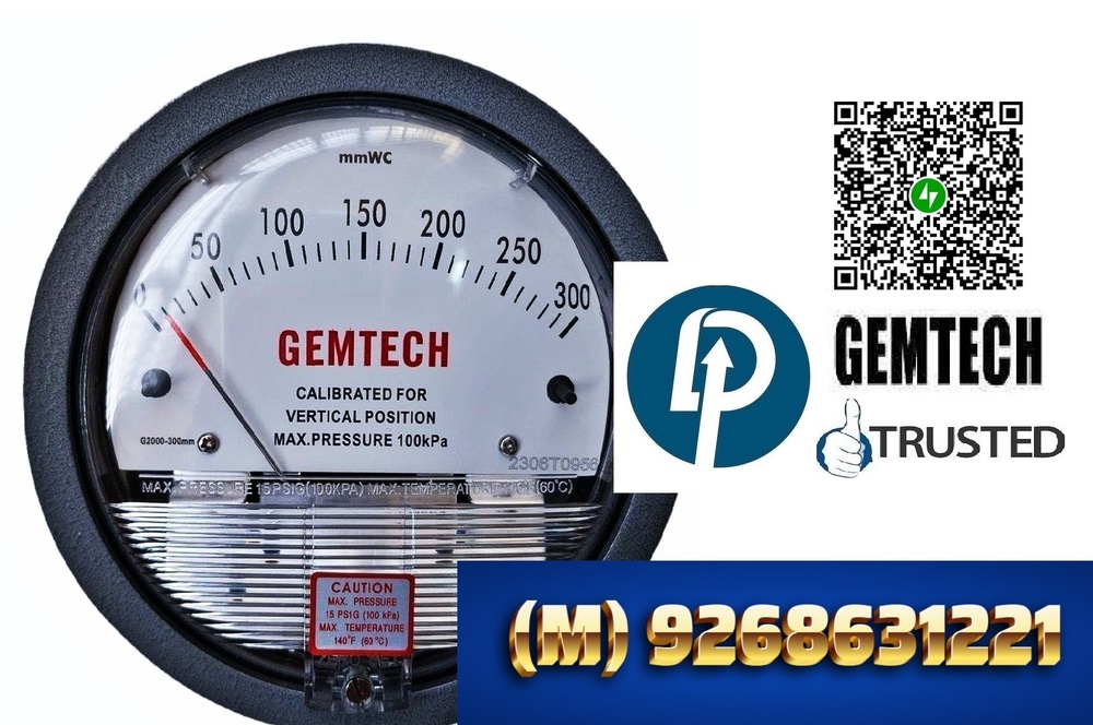 MADE IN INDIA BRAND OF @GEMTECH I DIFFERENTIAL PRESSURE GAUGE@