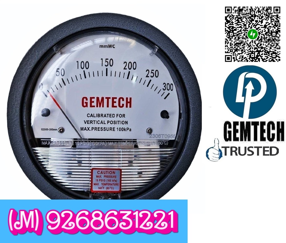 MADE IN INDIA BRAND OF @GEMTECH I DIFFERENTIAL PRESSURE GAUGE@