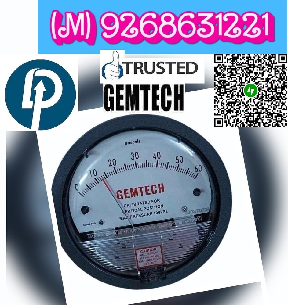 MADE IN INDIA BRAND OF @GEMTECH I DIFFERENTIAL PRESSURE GAUGE@