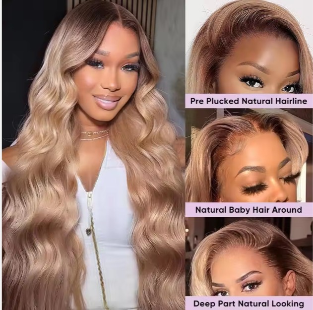 The Devote Ombre Ash Blonde Mink Tea Color 13x6 Pre-Cut HD Lace Full Frontal Glueless Wig | Raw Virgin Human Hair Lace Front Wig