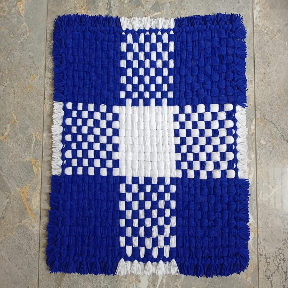 Blue color pure woolen mat / blue color spiritual wool asan