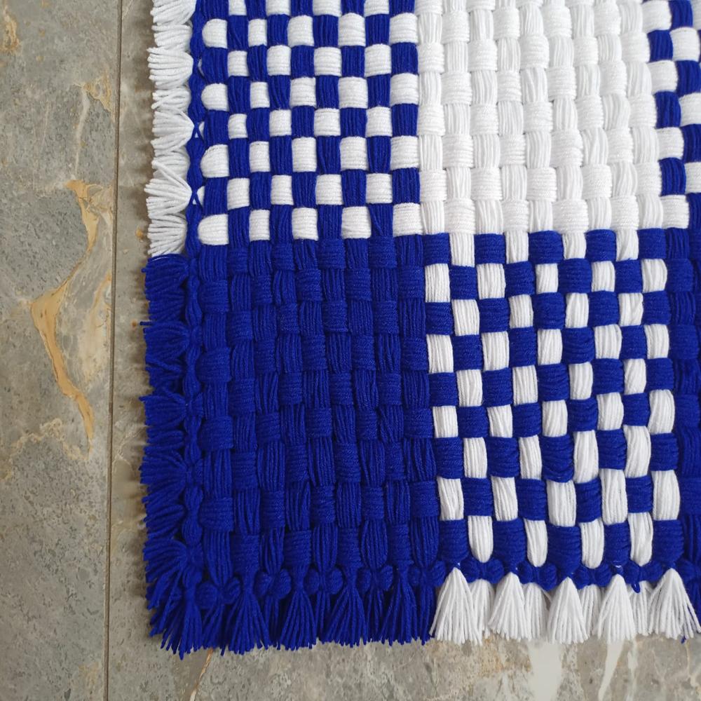 Blue color pure woolen mat / blue color spiritual wool asan