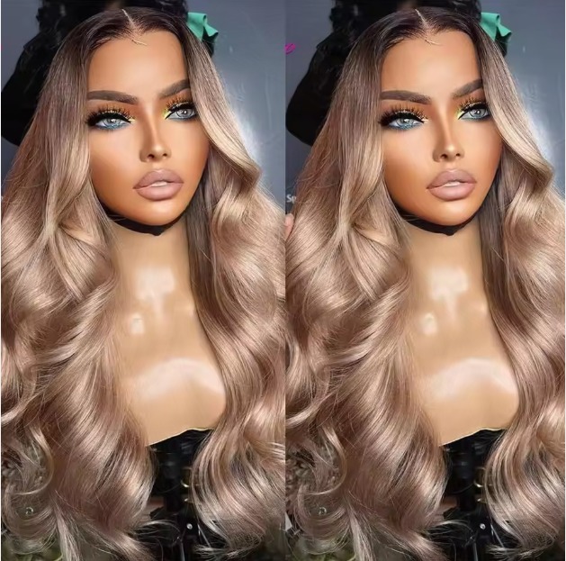 The Devote 2025 Customized Ombre Glueless Lace Wig | 13x6 Frontal Human Hair Wig with 613 Blonde Straight and Deep Wave Styles