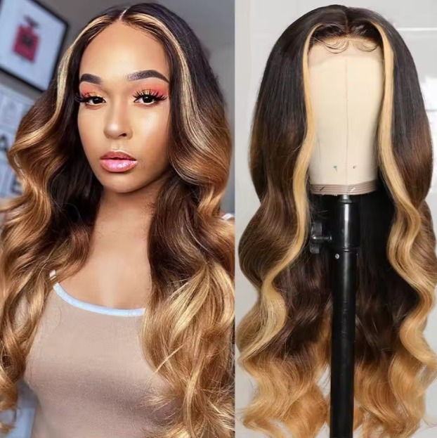 The Devote 4/27 Highlight Glueless HD Lace Frontal Body Wave Wig | 6x5 Lace Closure Salon Quality Human Hair Wig