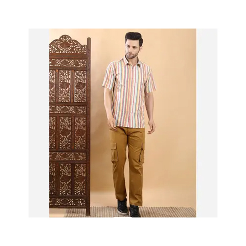 Multicolor Vertical Striped Half-Sleeves Shirt