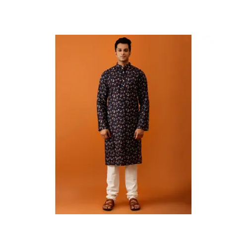 Chudidar Navy Blue Printed Long Kurta