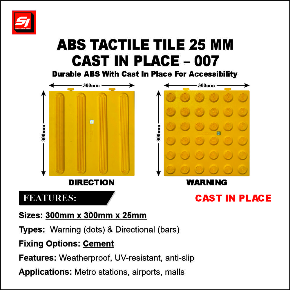 Yellow ABS Tactile Tile 7MM Cast in Place 007