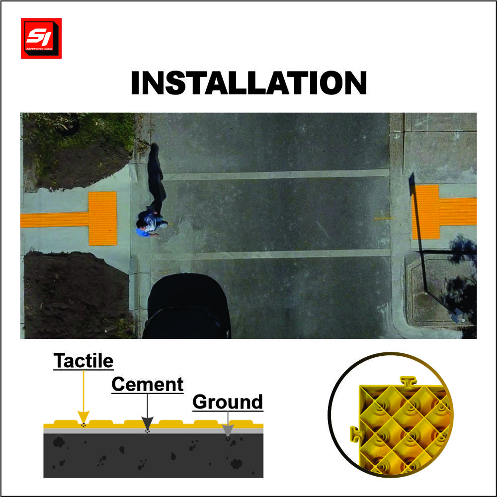 Yellow ABS Tactile Tile 7MM Cast in Place 007