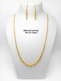 22KT New Design Gold Mala With Earrings